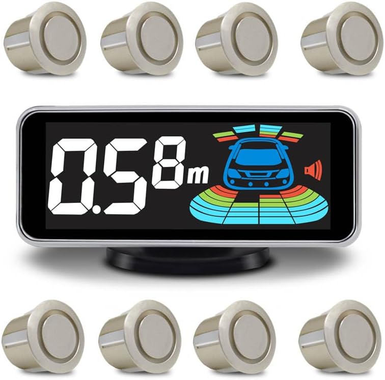ELSNU Car 8 Parking Sensors Kit Assist System Reverse Front and Rear Reverse Radar parktronic Auto Electronics Vehicle Back Assistant Reverse (Gold) - Image 1
